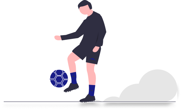 Soccer player kicking a ball